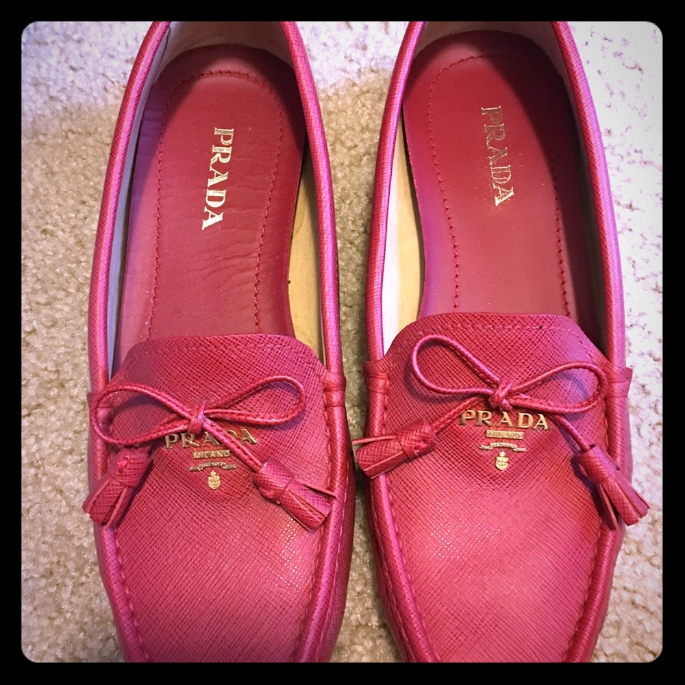 Prada Red Loafers